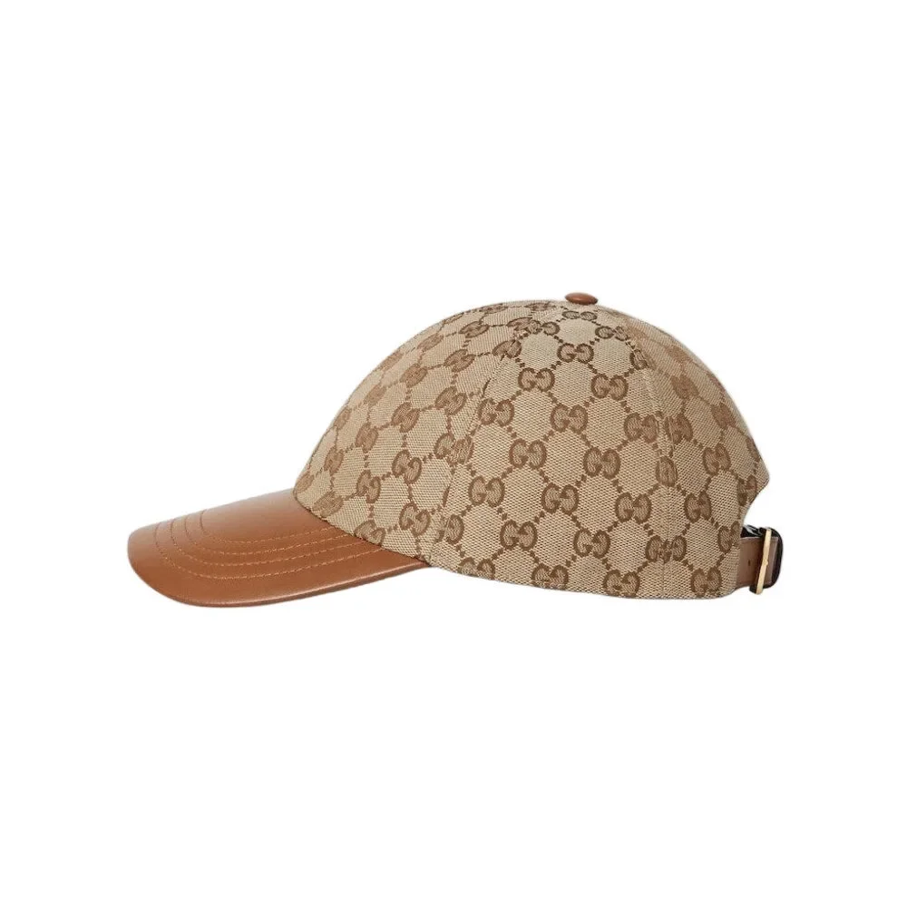 Gucci GG Canvas Baseball Hat with Brown Leather - Picture 2 of 4